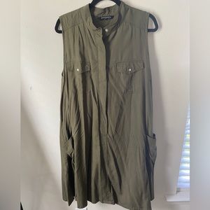 Sharagano Green Sleeveless A Line Dress